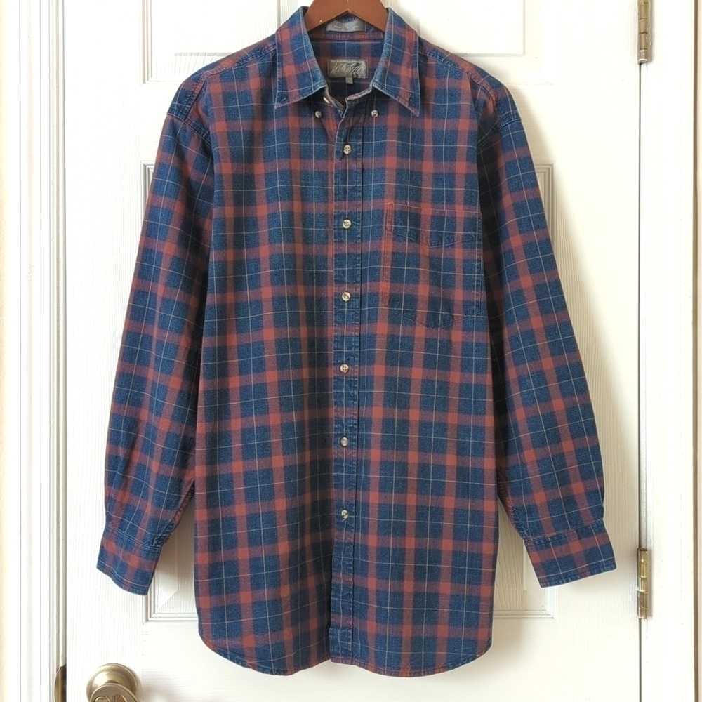 Lord & Taylor 90's Vintage Plaid Rugged American Long Sleeve Button Down Shirt L